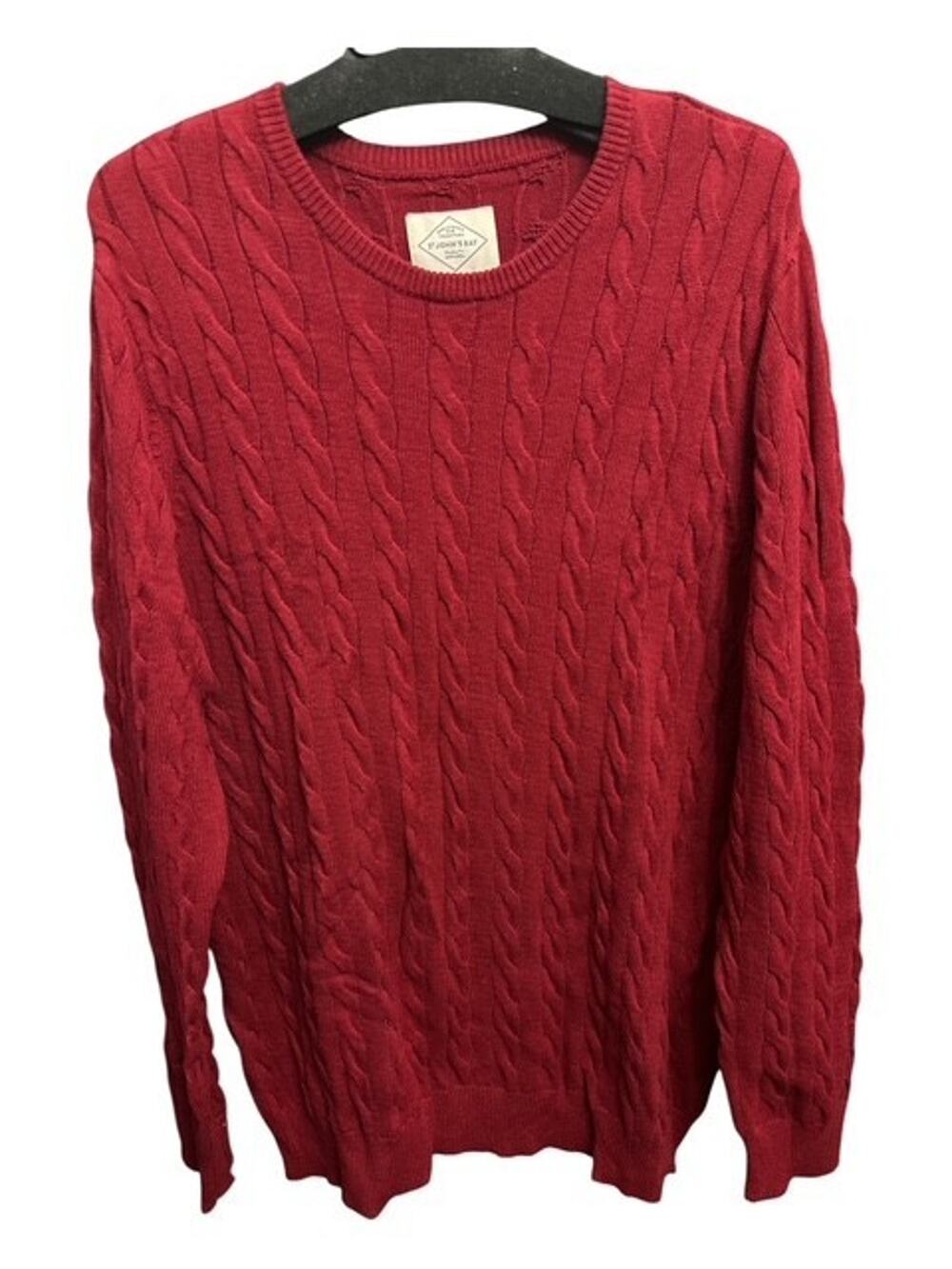 St Johns Bay Big Tall 1XLT Sweater Burgundy Red Classic Fit Cable Knit Pullover